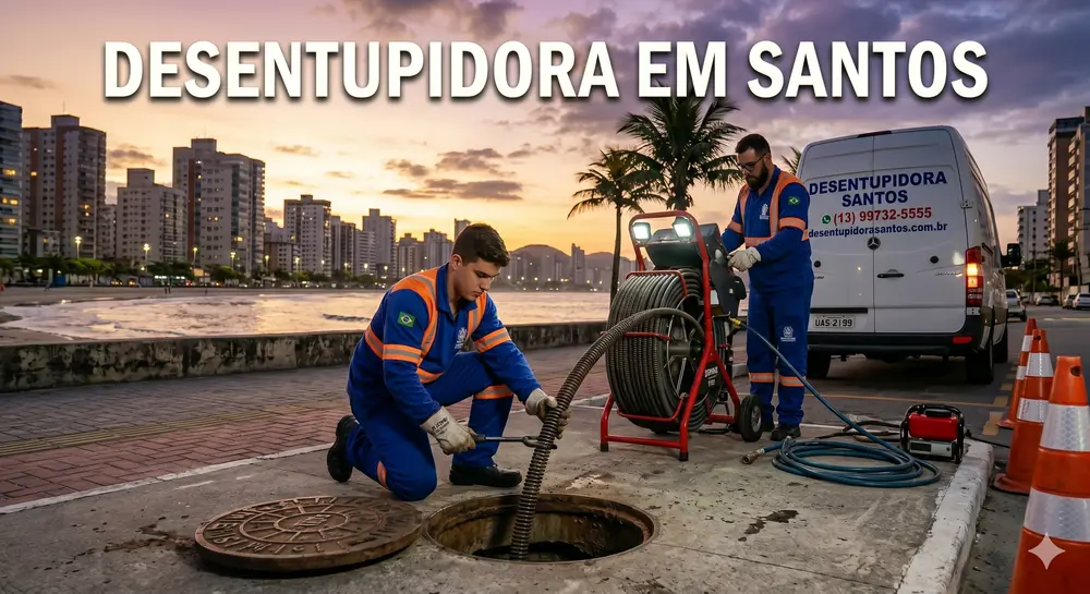 Atendimento emergencial de desentupidora em Santos 24h